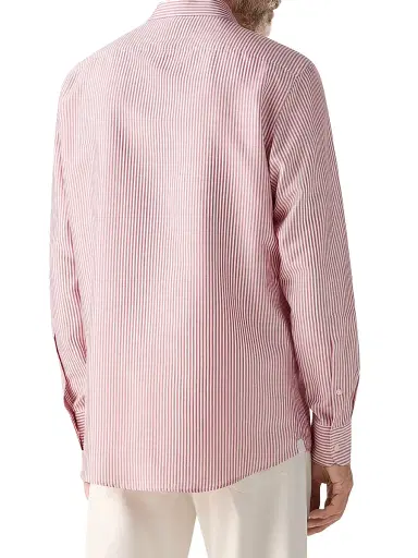 ZEGNA Men's Silk Shirt - Dark Pink White | Thumbnail 3 ZEGNA Men's Silk Shirt - Dark Pink White | Thumbnail 3