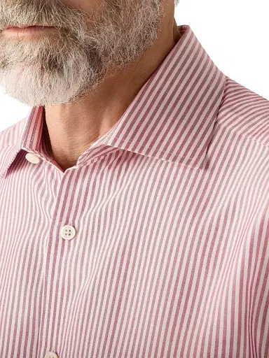 ZEGNA Men's Silk Shirt - Dark Pink White | Thumbnail 4 ZEGNA Men's Silk Shirt - Dark Pink White | Thumbnail 4