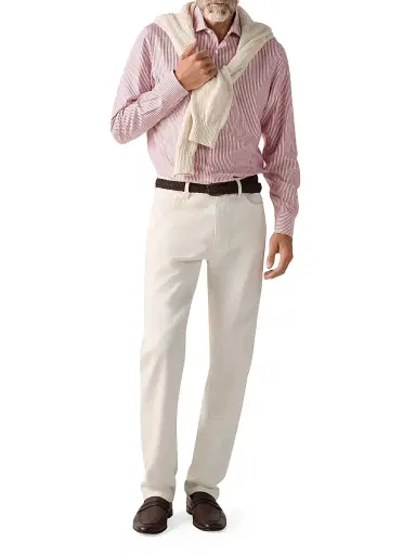 ZEGNA Men's Silk Shirt - Dark Pink White | Thumbnail 5 ZEGNA Men's Silk Shirt - Dark Pink White | Thumbnail 5