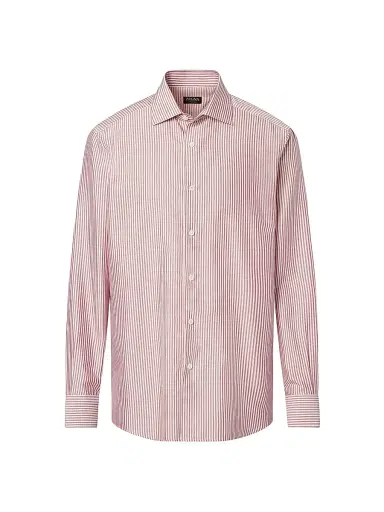 ZEGNA Men's Silk Shirt - Dark Pink White | Thumbnail 1 ZEGNA Men's Silk Shirt - Dark Pink White | Thumbnail 1