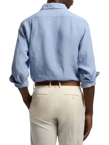 Ralph Lauren Purple Label Men's Linen Chambray Shirt - Infinity Blue | Thumbnail 5 Ralph Lauren Purple Label Men's Linen Chambray Shirt - Infinity Blue | Thumbnail 5