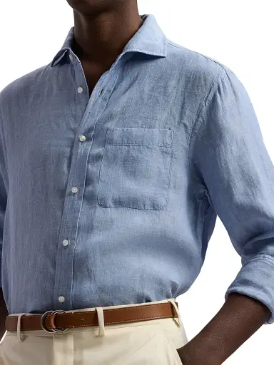 Ralph Lauren Purple Label Men's Linen Chambray Shirt - Infinity Blue | Thumbnail 6 Ralph Lauren Purple Label Men's Linen Chambray Shirt - Infinity Blue | Thumbnail 6
