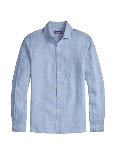Ralph Lauren Purple Label Men's Linen Chambray Shirt - Infinity Blue | Thumbnail 1 Ralph Lauren Purple Label Men's Linen Chambray Shirt - Infinity Blue | Thumbnail 1