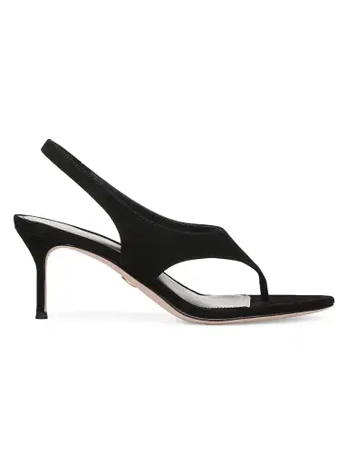 Veronica Beard Women's Talon 65MM Suede Thong Sandals - Black | Thumbnail 1 Veronica Beard Women's Talon 65MM Suede Thong Sandals - Black | Thumbnail 1