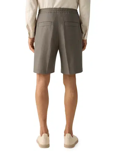 Zegna Men's Oasi Lino Shorts - Dark Taupe | Thumbnail 4 Zegna Men's Oasi Lino Shorts - Dark Taupe | Thumbnail 4
