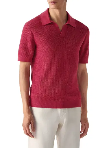 ZEGNA Men's Premium Cotton Polo Shirt - Dark Pink | Thumbnail 2 ZEGNA Men's Premium Cotton Polo Shirt - Dark Pink | Thumbnail 2