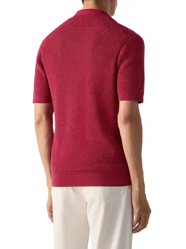 ZEGNA Men's Premium Cotton Polo Shirt - Dark Pink | Thumbnail 3 ZEGNA Men's Premium Cotton Polo Shirt - Dark Pink | Thumbnail 3
