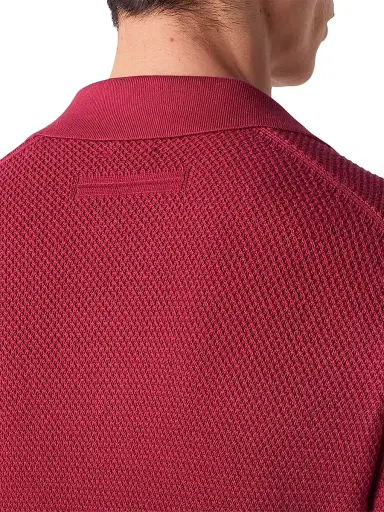 ZEGNA Men's Premium Cotton Polo Shirt - Dark Pink | Thumbnail 4 ZEGNA Men's Premium Cotton Polo Shirt - Dark Pink | Thumbnail 4