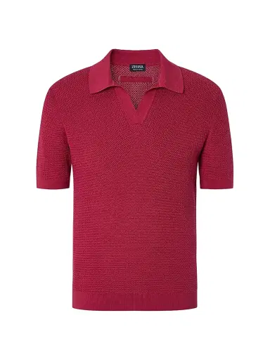 ZEGNA Men's Premium Cotton Polo Shirt - Dark Pink | Thumbnail 1 ZEGNA Men's Premium Cotton Polo Shirt - Dark Pink | Thumbnail 1