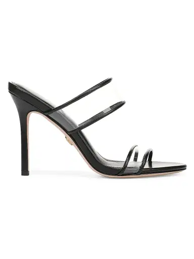 Veronica Beard Women's Asha 100MM Strappy Leather Sandals - Clear Black | Thumbnail 1 Veronica Beard Women's Asha 100MM Strappy Leather Sandals - Clear Black | Thumbnail 1