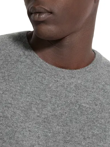 ZEGNA Men's Oasi Cashmere Crewneck T-Shirt - Grey Melange | Thumbnail 2 ZEGNA Men's Oasi Cashmere Crewneck T-Shirt - Grey Melange | Thumbnail 2