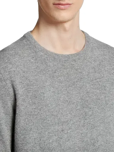 ZEGNA Men's Oasi Cashmere Crewneck T-Shirt - Grey Melange | Thumbnail 4 ZEGNA Men's Oasi Cashmere Crewneck T-Shirt - Grey Melange | Thumbnail 4