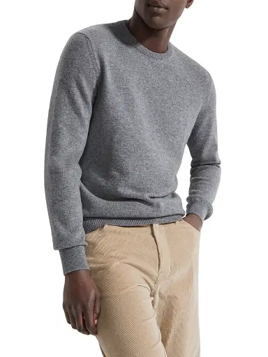 ZEGNA Men's Oasi Cashmere Crewneck T-Shirt - Grey Melange | Thumbnail 5 ZEGNA Men's Oasi Cashmere Crewneck T-Shirt - Grey Melange | Thumbnail 5