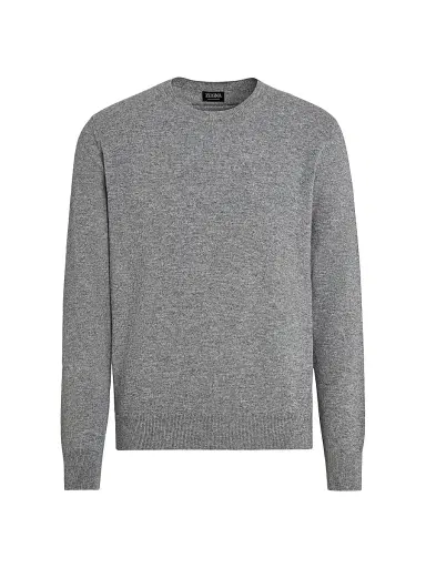 ZEGNA Men's Oasi Cashmere Crewneck T-Shirt - Grey Melange | Thumbnail 1 ZEGNA Men's Oasi Cashmere Crewneck T-Shirt - Grey Melange | Thumbnail 1