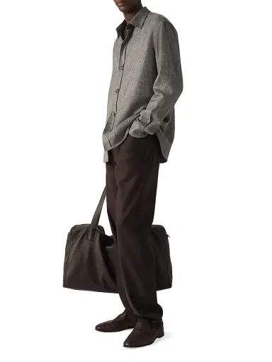 ZEGNA Men's Cashmere Linen and Silk Overshirt - Dark Brown | Thumbnail 6 ZEGNA Men's Cashmere Linen and Silk Overshirt - Dark Brown | Thumbnail 6