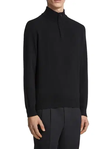 ZEGNA Men's Oasi Cashmere Sweater - Black | Thumbnail 2 ZEGNA Men's Oasi Cashmere Sweater - Black | Thumbnail 2