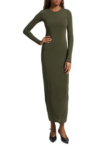 WARDROBE.NYC Women's Sheer Long-Sleeve Maxi Dress - Military | Thumbnail 3 WARDROBE.NYC Women's Sheer Long-Sleeve Maxi Dress - Military | Thumbnail 3