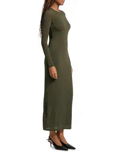 WARDROBE.NYC Women's Sheer Long-Sleeve Maxi Dress - Military | Thumbnail 4 WARDROBE.NYC Women's Sheer Long-Sleeve Maxi Dress - Military | Thumbnail 4