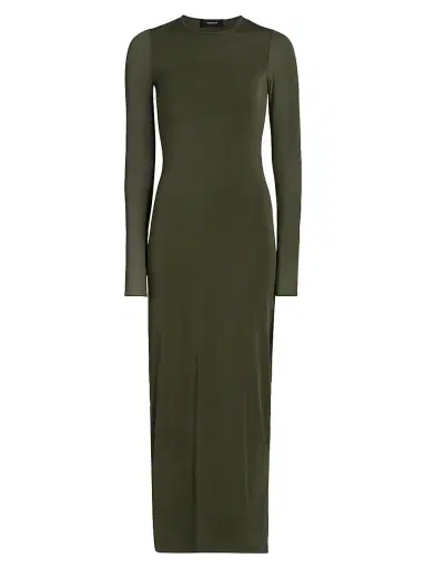 WARDROBE.NYC Women's Sheer Long-Sleeve Maxi Dress - Military | Thumbnail 1 WARDROBE.NYC Women's Sheer Long-Sleeve Maxi Dress - Military | Thumbnail 1