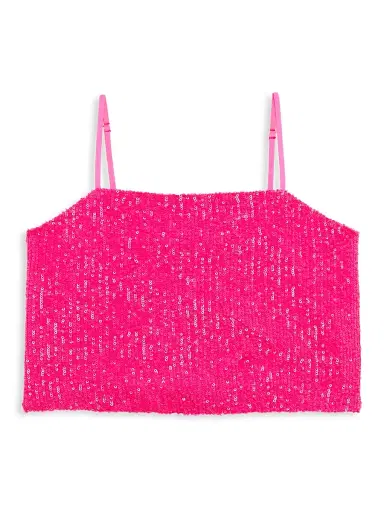KatieJ NYC Girl's Taylor Sequined Crop Top - Neon Pink | Thumbnail 1 KatieJ NYC Girl's Taylor Sequined Crop Top - Neon Pink | Thumbnail 1
