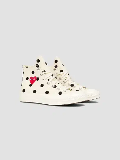 Comme des Garçons PLAY CdG Play x Converse Women's Polka Dot High-Top Sneakers - Off White - Size 12 | Thumbnail 2 Comme des Garçons PLAY CdG Play x Converse Women's Polka Dot High-Top Sneakers - Off White - Size 12 | Thumbnail 2