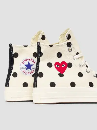 Comme des Garçons PLAY CdG Play x Converse Women's Polka Dot High-Top Sneakers - Off White - Size 12 | Thumbnail 3 Comme des Garçons PLAY CdG Play x Converse Women's Polka Dot High-Top Sneakers - Off White - Size 12 | Thumbnail 3