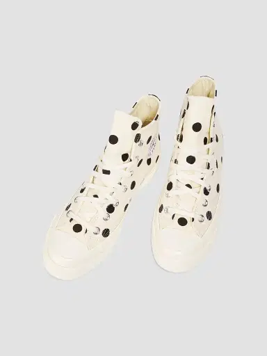 Comme des Garçons PLAY CdG Play x Converse Women's Polka Dot High-Top Sneakers - Off White - Size 12 | Thumbnail 4 Comme des Garçons PLAY CdG Play x Converse Women's Polka Dot High-Top Sneakers - Off White - Size 12 | Thumbnail 4