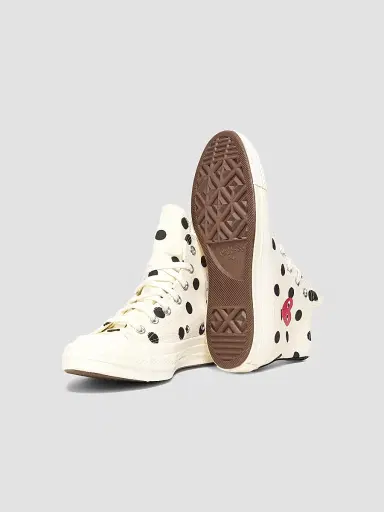 Comme des Garçons PLAY CdG Play x Converse Women's Polka Dot High-Top Sneakers - Off White - Size 12 | Thumbnail 6 Comme des Garçons PLAY CdG Play x Converse Women's Polka Dot High-Top Sneakers - Off White - Size 12 | Thumbnail 6