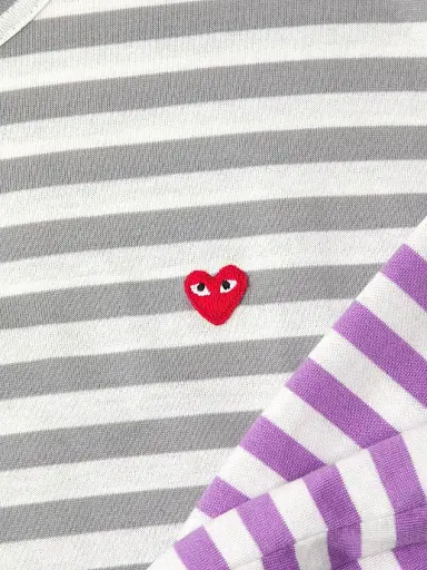 Comme des Garçons PLAY Men's Multicolor Striped Long-Sleeve Shirt - Grey Purple - Size Medium | Thumbnail 6 Comme des Garçons PLAY Men's Multicolor Striped Long-Sleeve Shirt - Grey Purple - Size Medium | Thumbnail 6