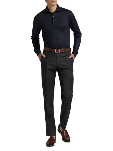 Saks Fifth Avenue Men's COLLECTION Basic Wool Dress Trousers - Charcoal | Thumbnail 2 Saks Fifth Avenue Men's COLLECTION Basic Wool Dress Trousers - Charcoal | Thumbnail 2