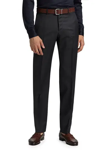 Saks Fifth Avenue Men's COLLECTION Basic Wool Dress Trousers - Charcoal | Thumbnail 3 Saks Fifth Avenue Men's COLLECTION Basic Wool Dress Trousers - Charcoal | Thumbnail 3