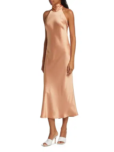 GALVAN LONDON Women's Sienna Satin Halter Neck Gown - Nude - Size 10 | Thumbnail 4 GALVAN LONDON Women's Sienna Satin Halter Neck Gown - Nude - Size 10 | Thumbnail 4