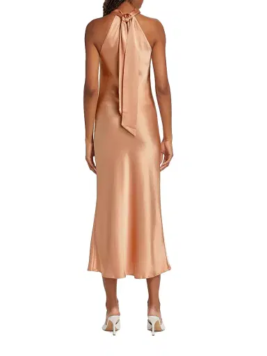 GALVAN LONDON Women's Sienna Satin Halter Neck Gown - Nude - Size 10 | Thumbnail 5 GALVAN LONDON Women's Sienna Satin Halter Neck Gown - Nude - Size 10 | Thumbnail 5