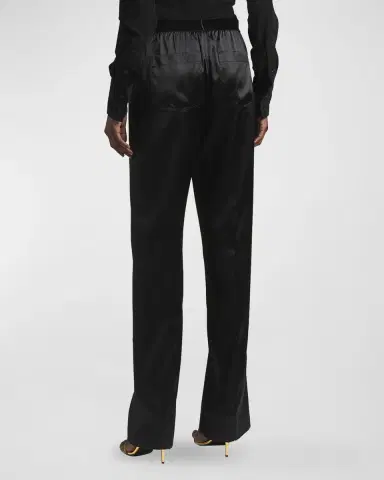 Tom Ford Logo-Banded Silk PJ Pants | Thumbnail 3 Tom Ford Logo-Banded Silk PJ Pants | Thumbnail 3