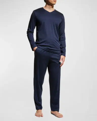 Hanro Men's Night Selection Long Cotton Pajama Set | Thumbnail 2 Hanro Men's Night Selection Long Cotton Pajama Set | Thumbnail 2