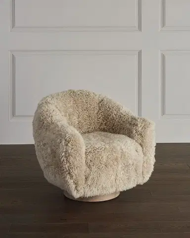 Interlude Home Simone Sheepskin Swivel Chair | Thumbnail 1 Interlude Home Simone Sheepskin Swivel Chair | Thumbnail 1