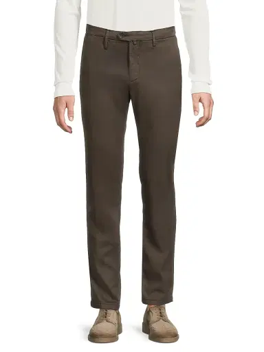 Sartorio Napoli Men's Stretch Flat-Front Trousers - Dark Brown | Thumbnail 3 Sartorio Napoli Men's Stretch Flat-Front Trousers - Dark Brown | Thumbnail 3