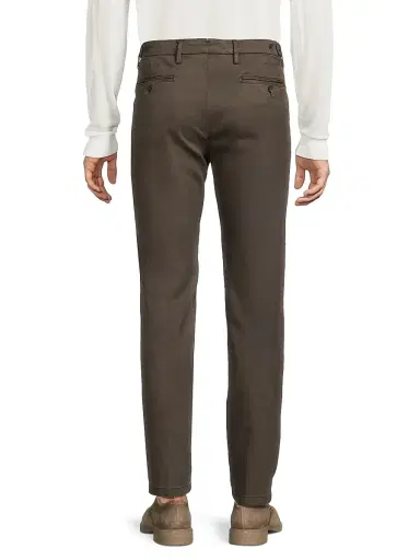 Sartorio Napoli Men's Stretch Flat-Front Trousers - Dark Brown | Thumbnail 5 Sartorio Napoli Men's Stretch Flat-Front Trousers - Dark Brown | Thumbnail 5