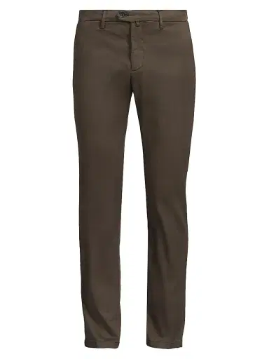 Sartorio Napoli Men's Stretch Flat-Front Trousers - Dark Brown | Thumbnail 1 Sartorio Napoli Men's Stretch Flat-Front Trousers - Dark Brown | Thumbnail 1