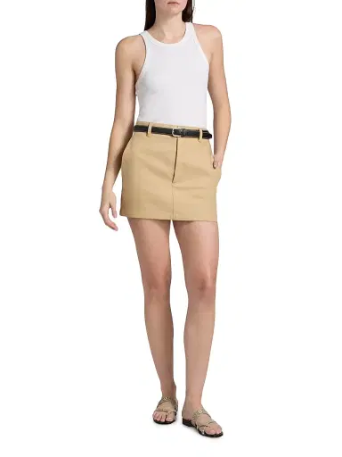 WARDROBE.NYC Women's Drill Cotton Twill Miniskirt - Khaki | Thumbnail 2 WARDROBE.NYC Women's Drill Cotton Twill Miniskirt - Khaki | Thumbnail 2