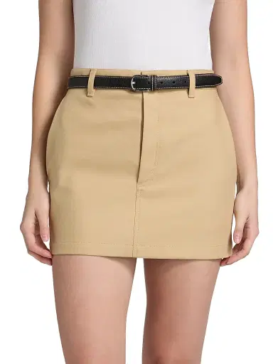 WARDROBE.NYC Women's Drill Cotton Twill Miniskirt - Khaki | Thumbnail 3 WARDROBE.NYC Women's Drill Cotton Twill Miniskirt - Khaki | Thumbnail 3