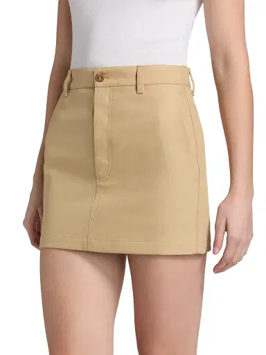 WARDROBE.NYC Women's Drill Cotton Twill Miniskirt - Khaki | Thumbnail 4 WARDROBE.NYC Women's Drill Cotton Twill Miniskirt - Khaki | Thumbnail 4