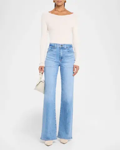 Veronica Beard Crosbie Wide-Leg Jeans with Pocket Details | Thumbnail 2 Veronica Beard Crosbie Wide-Leg Jeans with Pocket Details | Thumbnail 2