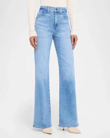 Veronica Beard Crosbie Wide-Leg Jeans with Pocket Details | Thumbnail 4 Veronica Beard Crosbie Wide-Leg Jeans with Pocket Details | Thumbnail 4