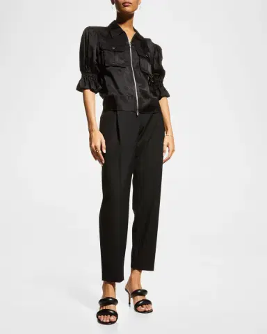 Cinq à Sept Holly Short-Sleeve Sateen Jacket | Thumbnail 2 Cinq à Sept Holly Short-Sleeve Sateen Jacket | Thumbnail 2