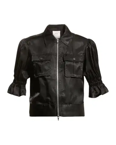 Cinq à Sept Holly Short-Sleeve Sateen Jacket | Thumbnail 1 Cinq à Sept Holly Short-Sleeve Sateen Jacket | Thumbnail 1