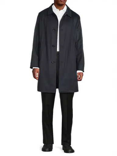 Sartorio Napoli Men's Nylon-Cashmere Reversible Raincoat - Cornflower Blue - Size 46 | Thumbnail 2 Sartorio Napoli Men's Nylon-Cashmere Reversible Raincoat - Cornflower Blue - Size 46 | Thumbnail 2