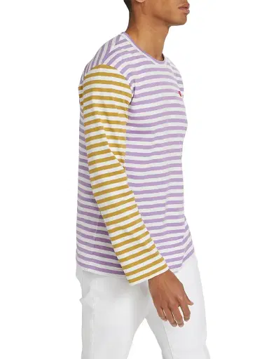 Comme des Garçons PLAY Men's Multicolor Striped Long-Sleeve Shirt - Purple Orange - Size XL | Thumbnail 4 Comme des Garçons PLAY Men's Multicolor Striped Long-Sleeve Shirt - Purple Orange - Size XL | Thumbnail 4