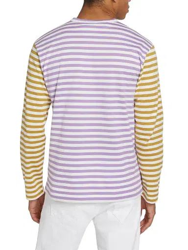 Comme des Garçons PLAY Men's Multicolor Striped Long-Sleeve Shirt - Purple Orange - Size XL | Thumbnail 5 Comme des Garçons PLAY Men's Multicolor Striped Long-Sleeve Shirt - Purple Orange - Size XL | Thumbnail 5