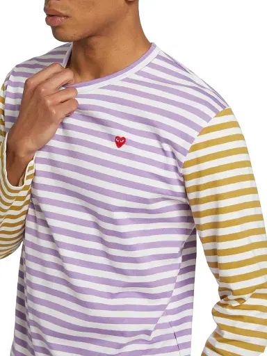 Comme des Garçons PLAY Men's Multicolor Striped Long-Sleeve Shirt - Purple Orange - Size XL | Thumbnail 6 Comme des Garçons PLAY Men's Multicolor Striped Long-Sleeve Shirt - Purple Orange - Size XL | Thumbnail 6
